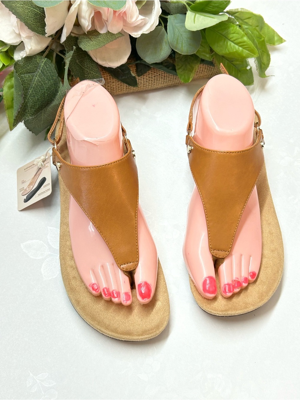 Women’s Tan T-Strap Comfort Sandals